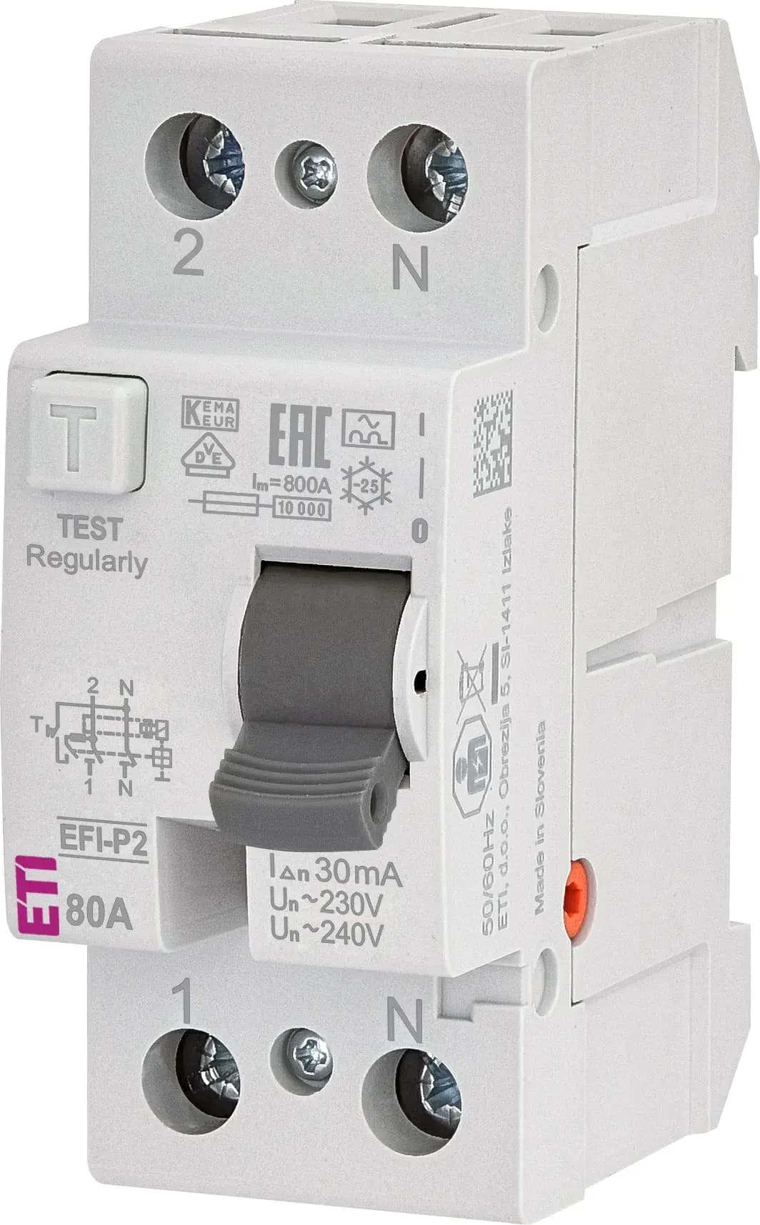 Chránič prúdový EFI-2 2p A 80/0,03 10kA (ETI) 1