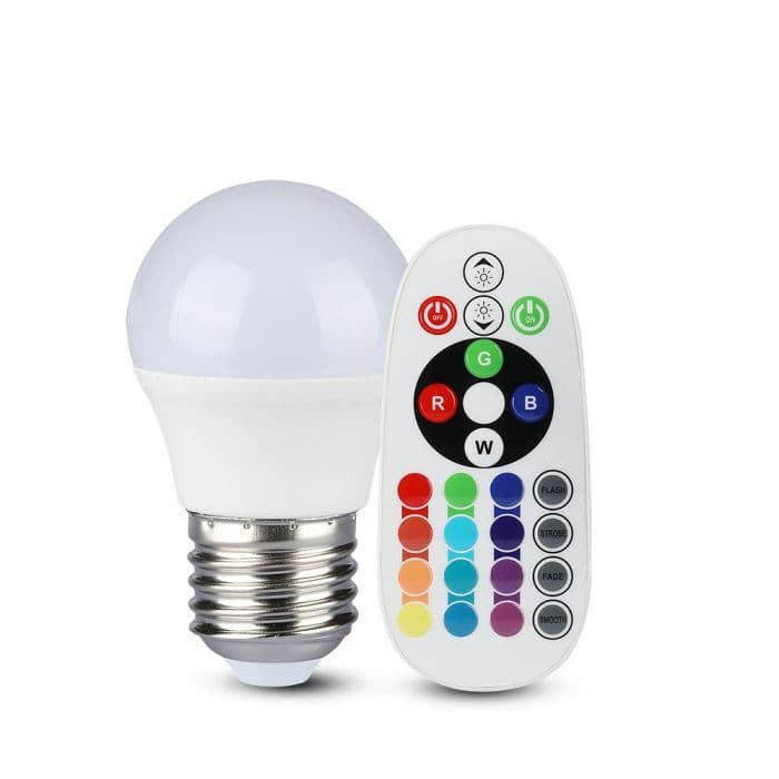 Žiarovka LED s diaľkovým ovládačom E27 3,5W, 6400K, 320lm, G45 VT-2224 (V-TAC) 1