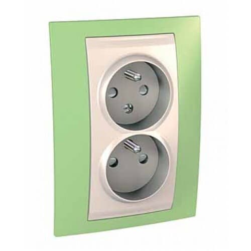 Dvojzásuvka 2P+T/16A/250V 4M (SS) jablkovozelená/biela Unica Plus (Schneider) 1