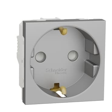 Unica - Zásuvka SCHUKO 2P+E 250V/16A, clonky, skrútková, Aluminium 1