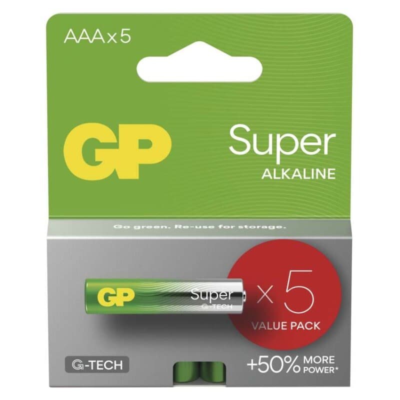 Alkalická batéria GP Super LR03 (AAA), 5 ks 1