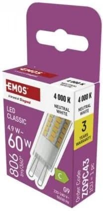 LED žiarovka Classic JC / G9 / 4,9 W (60W) / 806 lm / Neutrálna biela(EMOS) 1