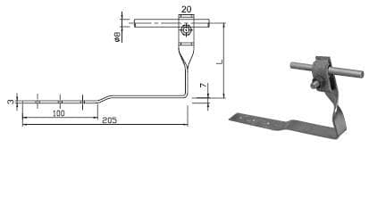 Podpera vedenia na lepenkové strechy a škridlové strechy L=100mm, Fe-Zn (PV22) (ZIN) 1