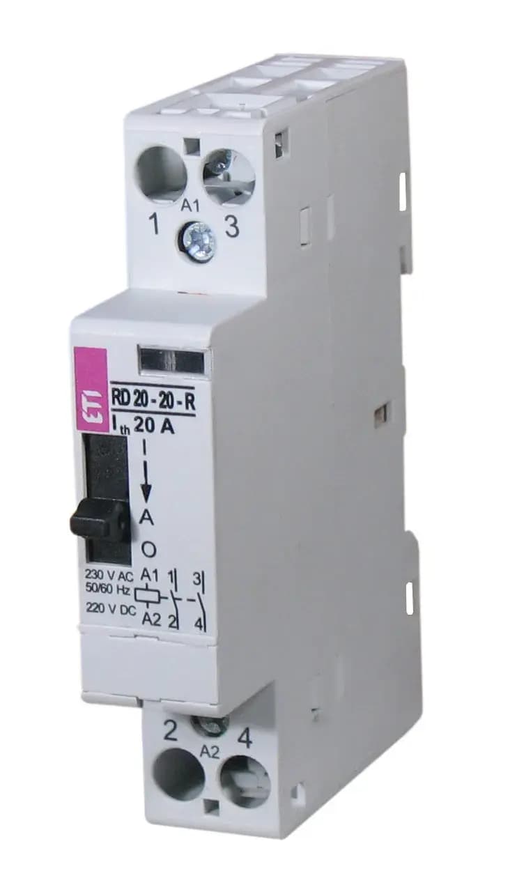 Stýkač modulárny RD 20-20-R-24V AC/DC 2NO tichý s funkciou ON-OFF-AUTO (ETI) 1
