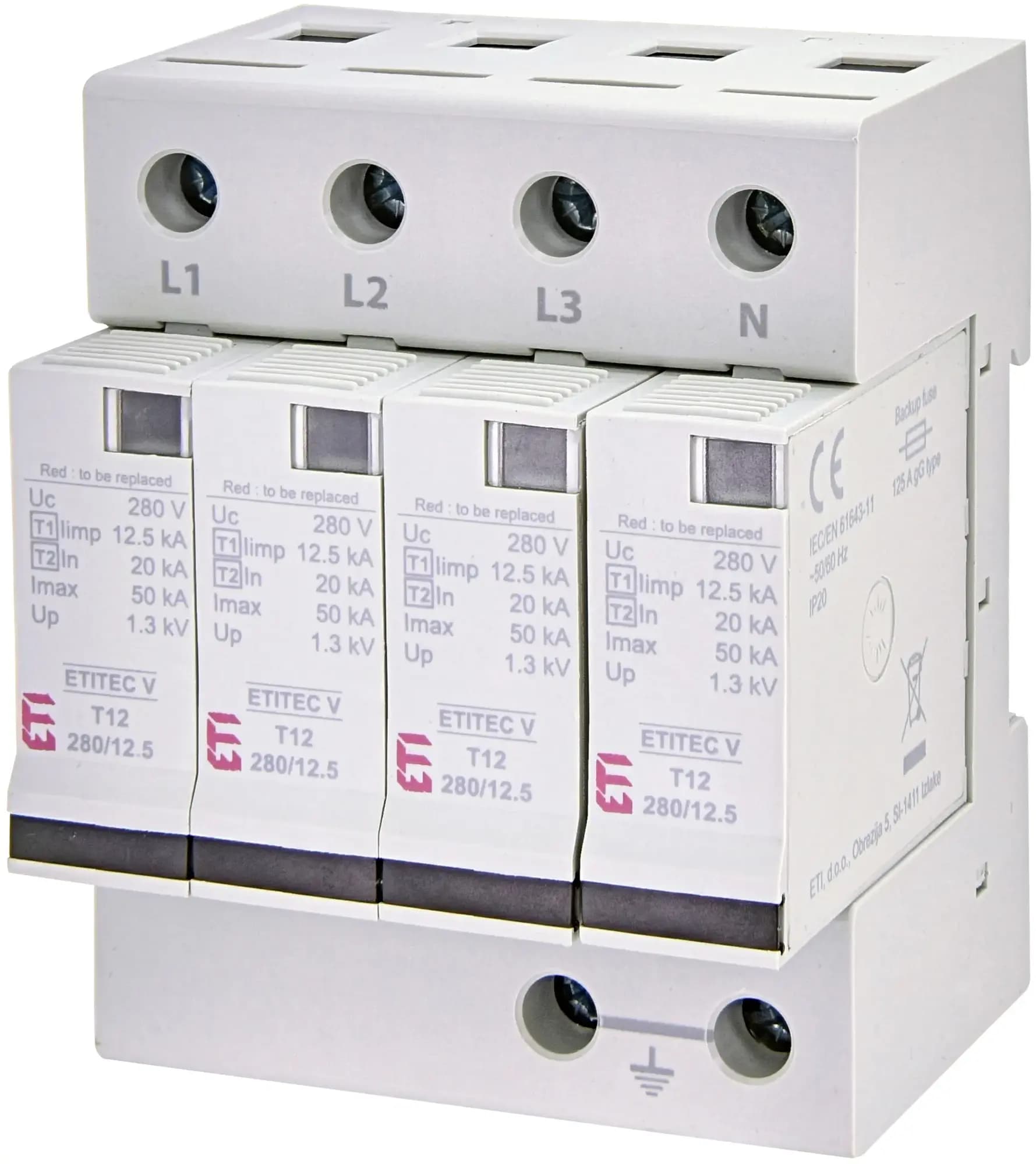 Ochrana prepäťová ETITEC V T12 280/12,5 4+0 (ETI) 1