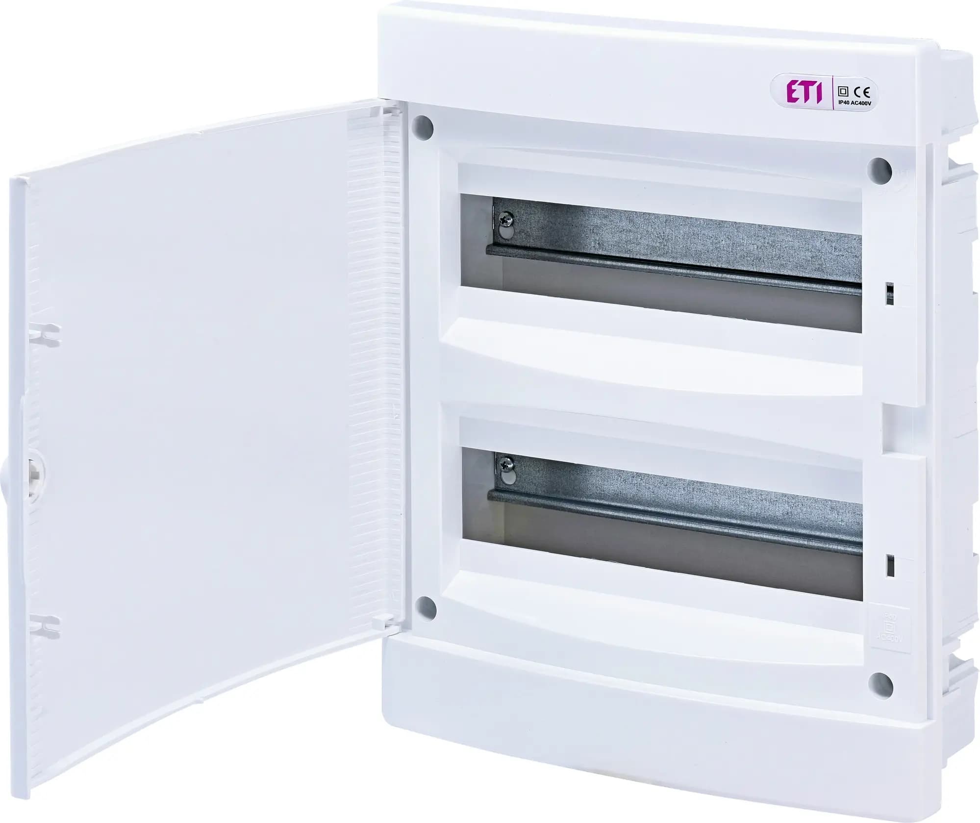 Rozvádzač zapustený bytový 24M IP40 dvierka biela 336x273x68mm ECM24PO (ETI) 1