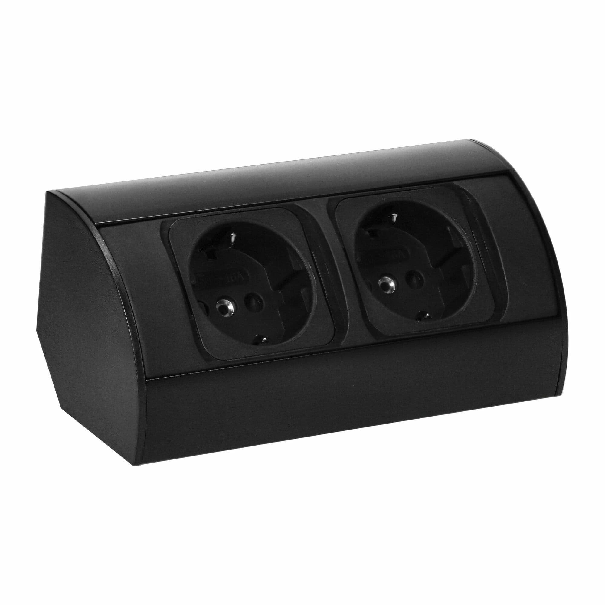 Nábytkové zásuvky bez vypínača, 2x2P+E (Schuko), čierne (ORNO) 1