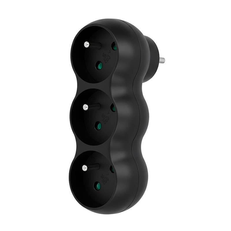 Solight rozbočovač s podperou, 3 x 10A, matný čierny (Solight) 1