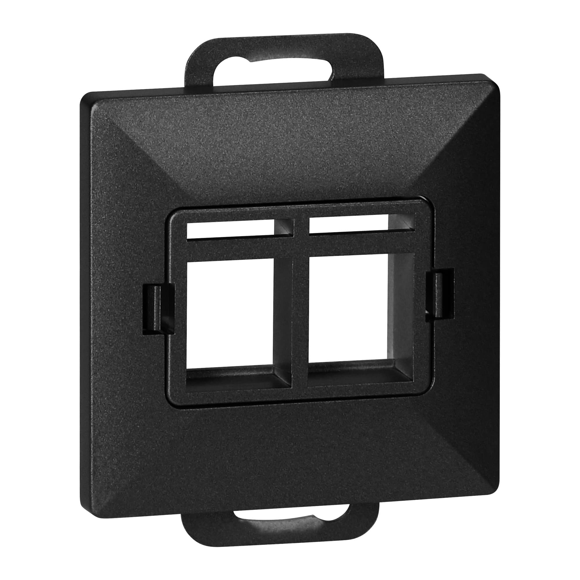 Face plate + Double socket tel-comp. RJ-45 Pearl, PC+ARJ45/P2, black 1