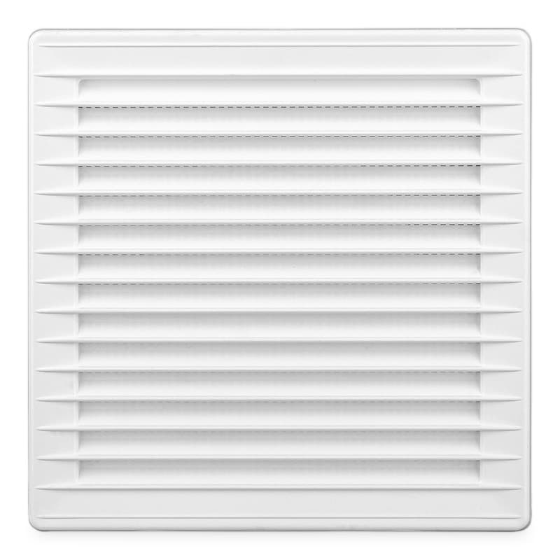 Hranatá plastová mriežka s nástavcom, 172x172mm / o125mm, biela 1