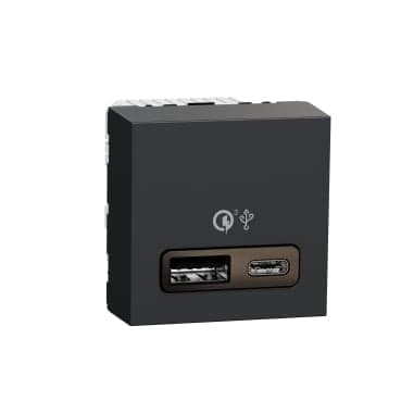 Unica - Dvojitý nabíjací USB konektor A+C 18W, 2.4A, 2M, Antracit 1