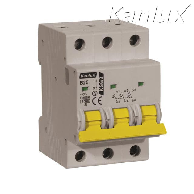 Istič 3-pólový B/20A 6kA Rada:KMB6 (Kanlux) 1