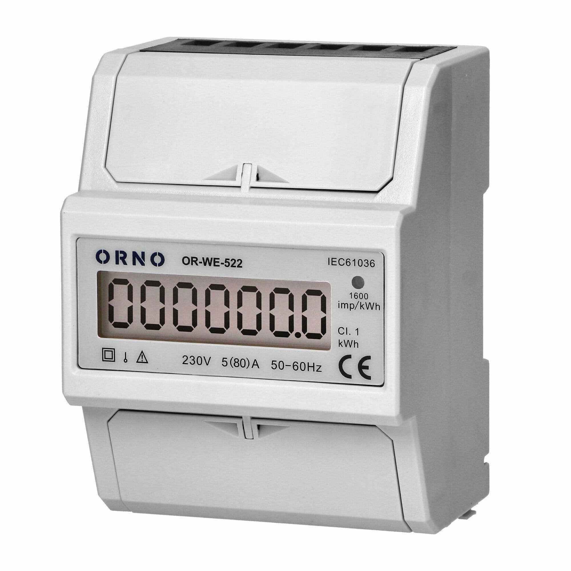 1 fázový elektromer, 80A, 3 moduly, DIN (ORNO) 1