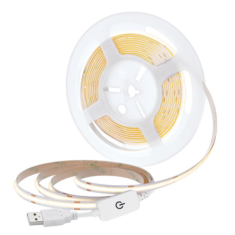 Solight LED COB opasok, 3m, 7W/m, 500lm/m, teplá biela, USB napájanie, vypínač, 8mm (Solig 1