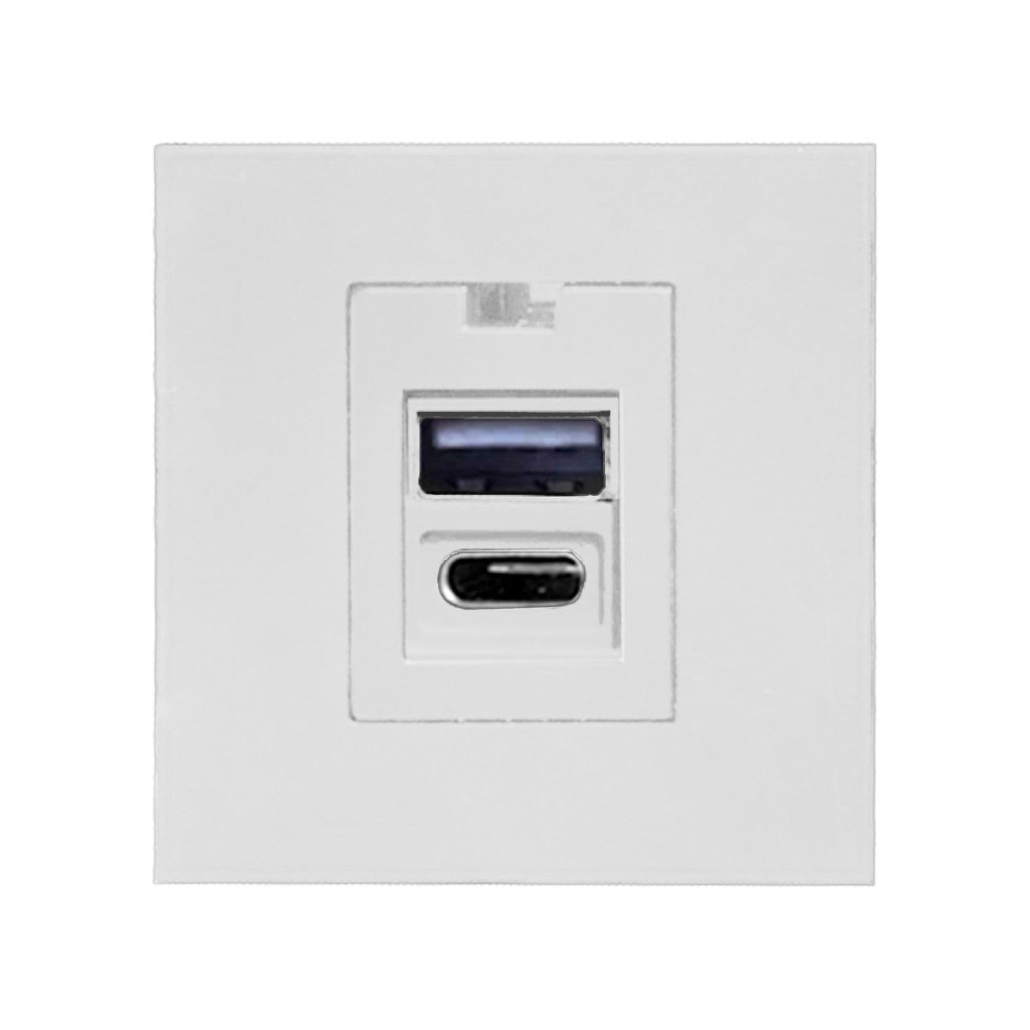 NOEN USB x2 - typ A+C, duálny modulárny port 45x45mm s USB nabíjačkou, 2,1A 5VDC, biela 1