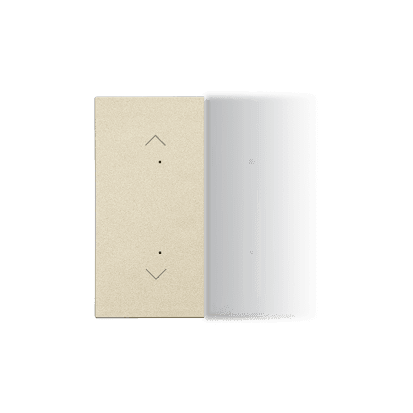 Splitted in half rocker with roller blind pictogram for electronic products; champagne mat 1