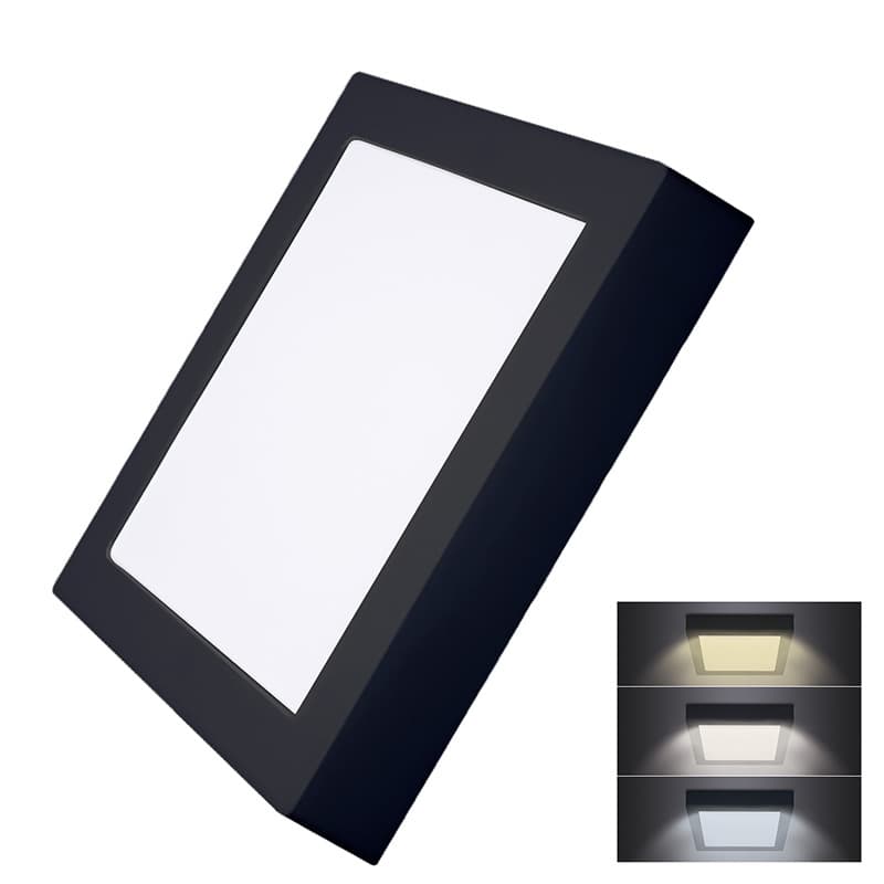 Solight LED mini panel CCT, prisazený, 18W, 1530lm, 3000K, 4000K, 6000K, štvorcový, čierna 1