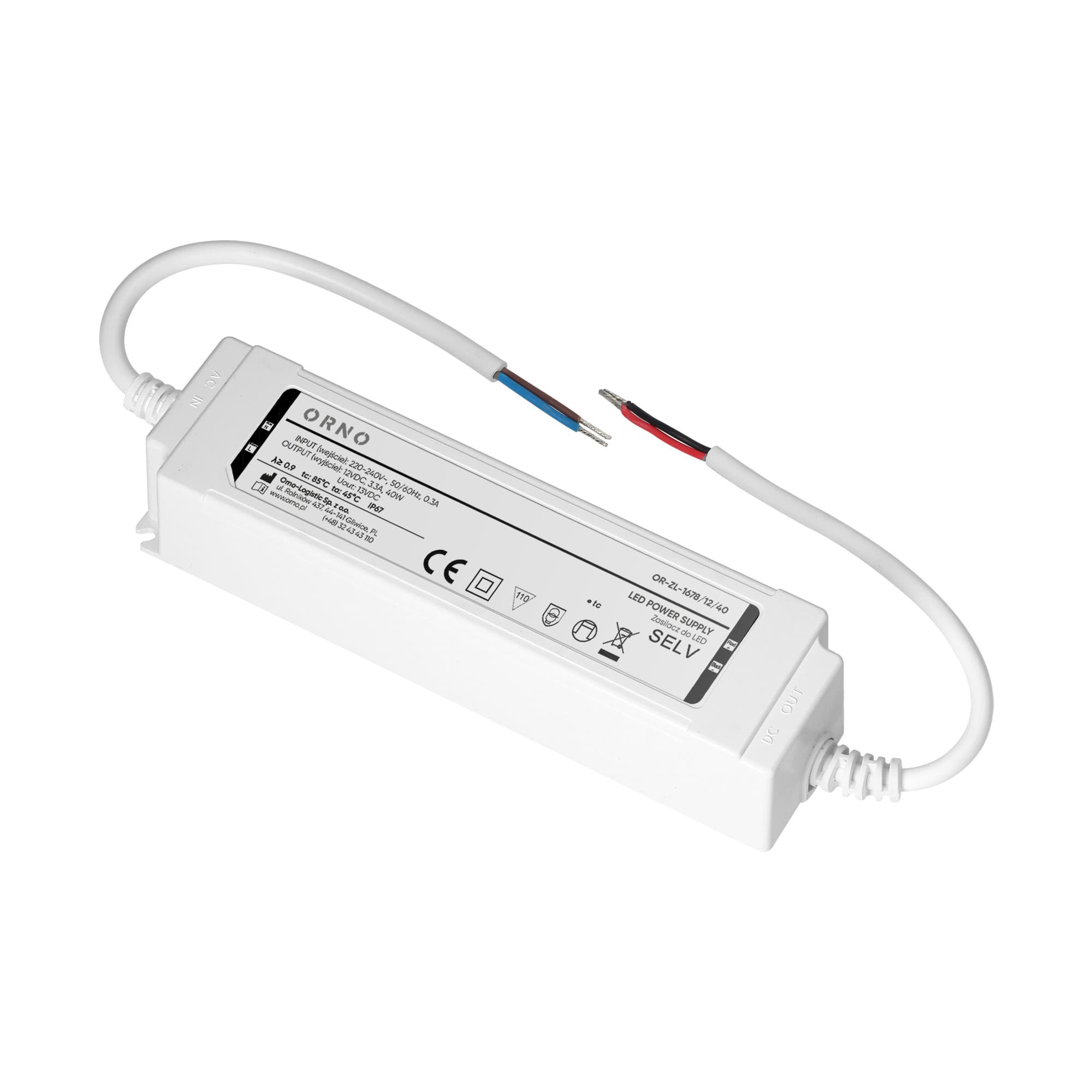 Napájací zdroj LED, 12V, 40W, IP67 plastové púzdro 1