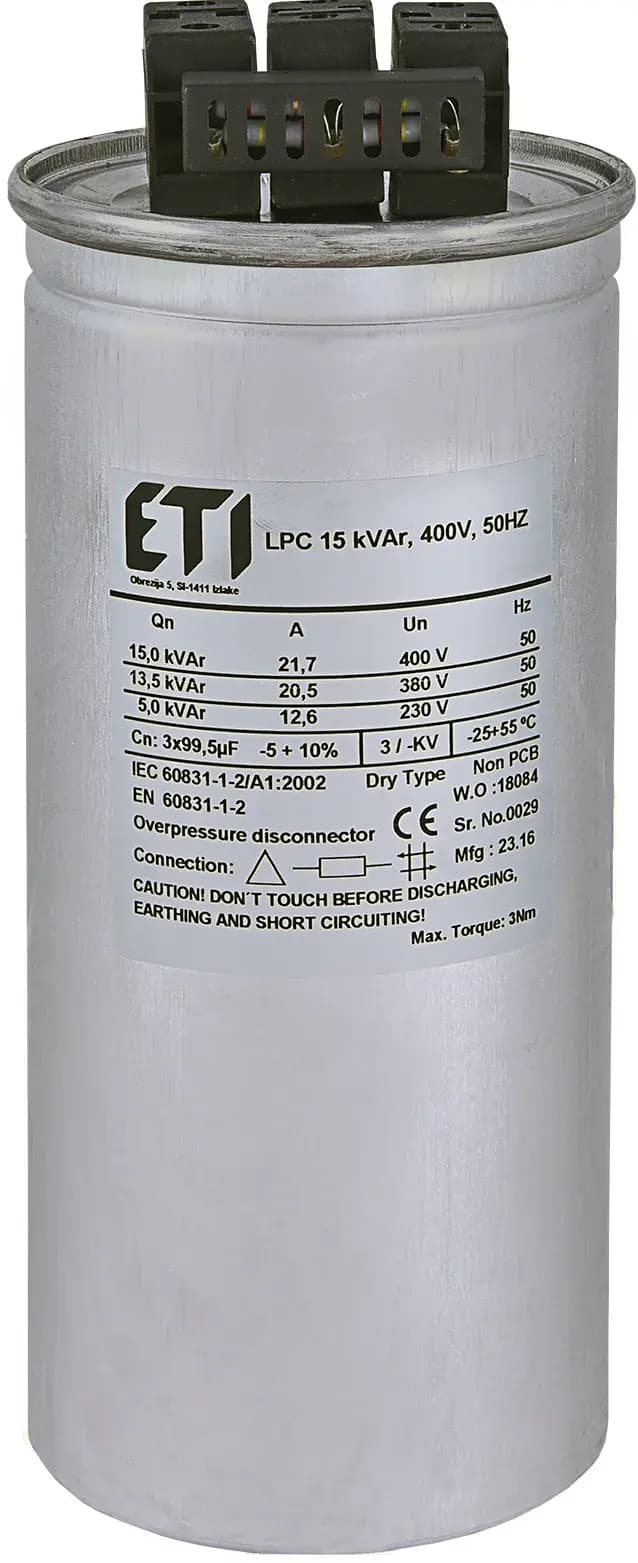 Kompenzačný kondenzátor LPC 15 kVAr, 400V, 50HZ (ETI) 1