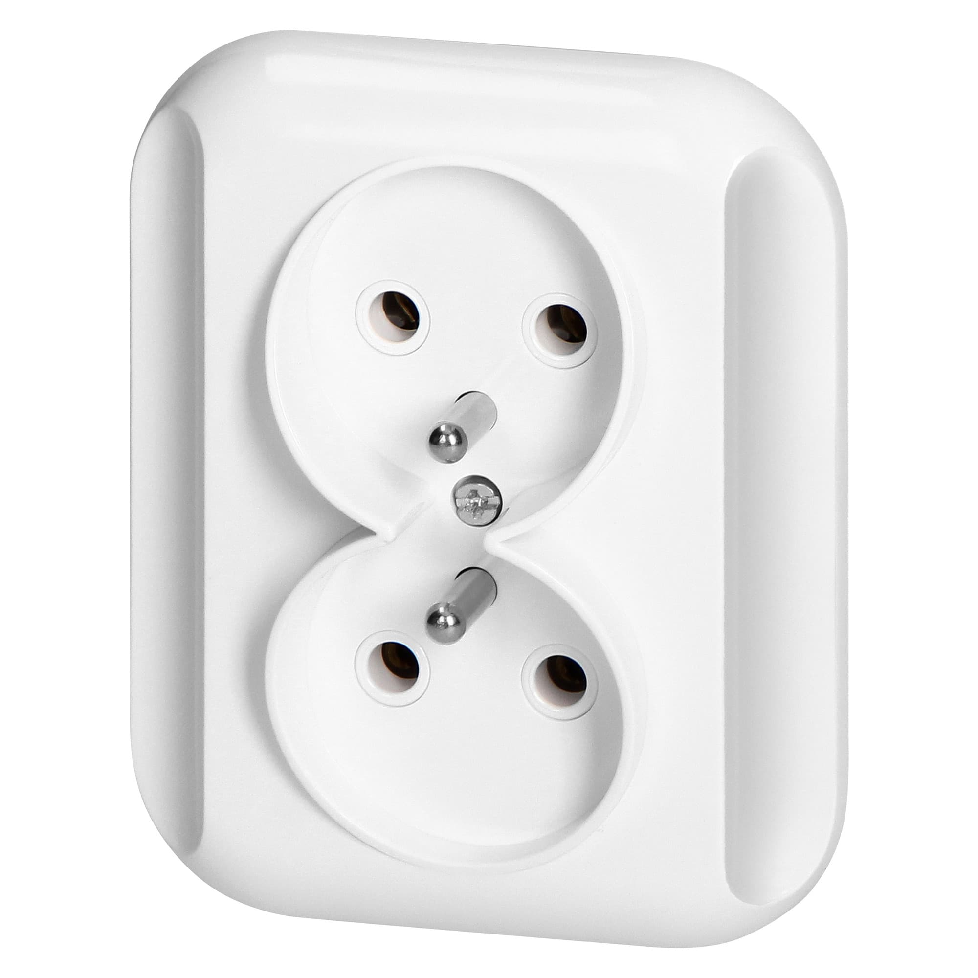 Flush-mounted double socket 2x2P+E 16A, 250V, TOPAZ, white 1
