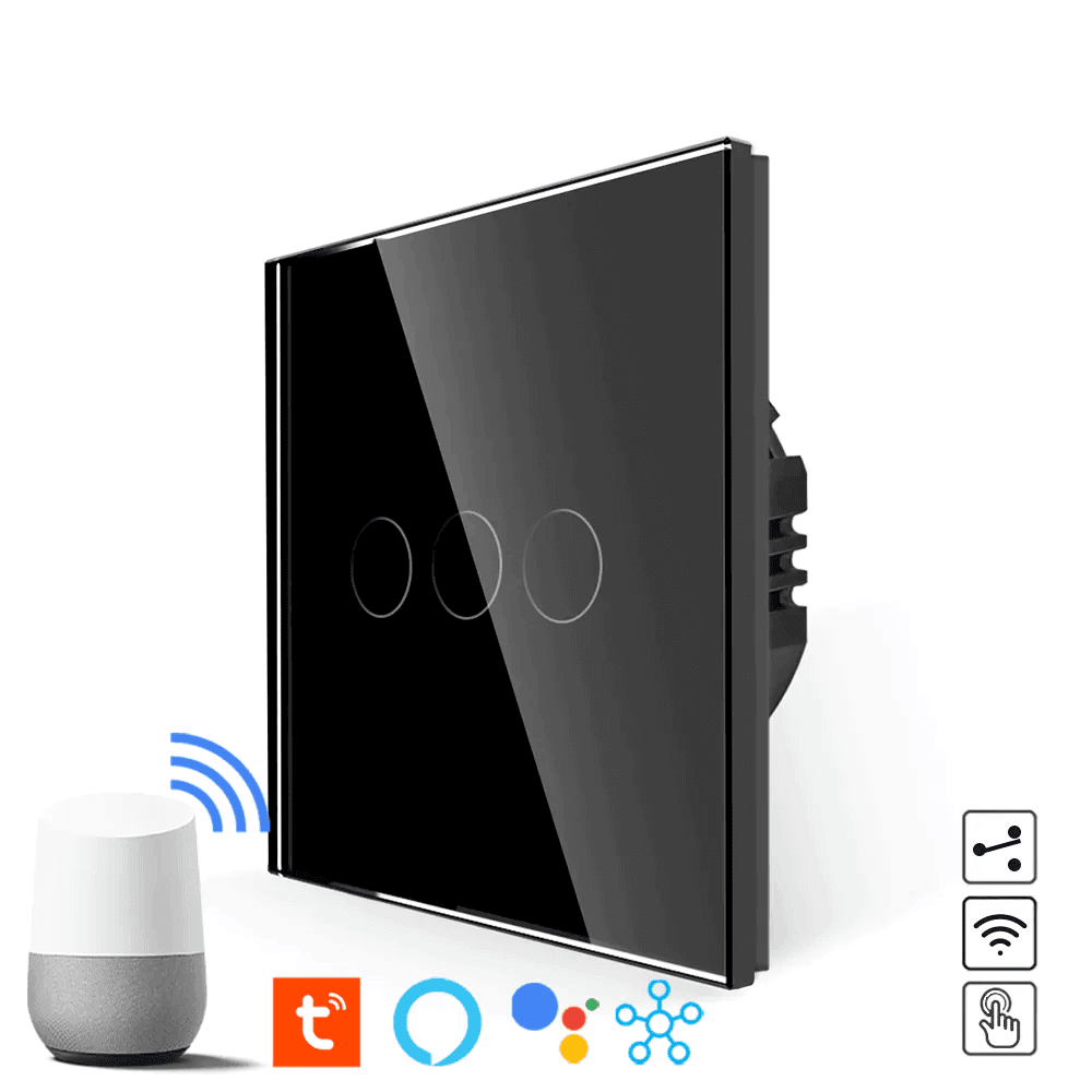Revolo Touch WiFi dotykový schodiskový vypínač č.5B (3 okruhy) - Čierny 1