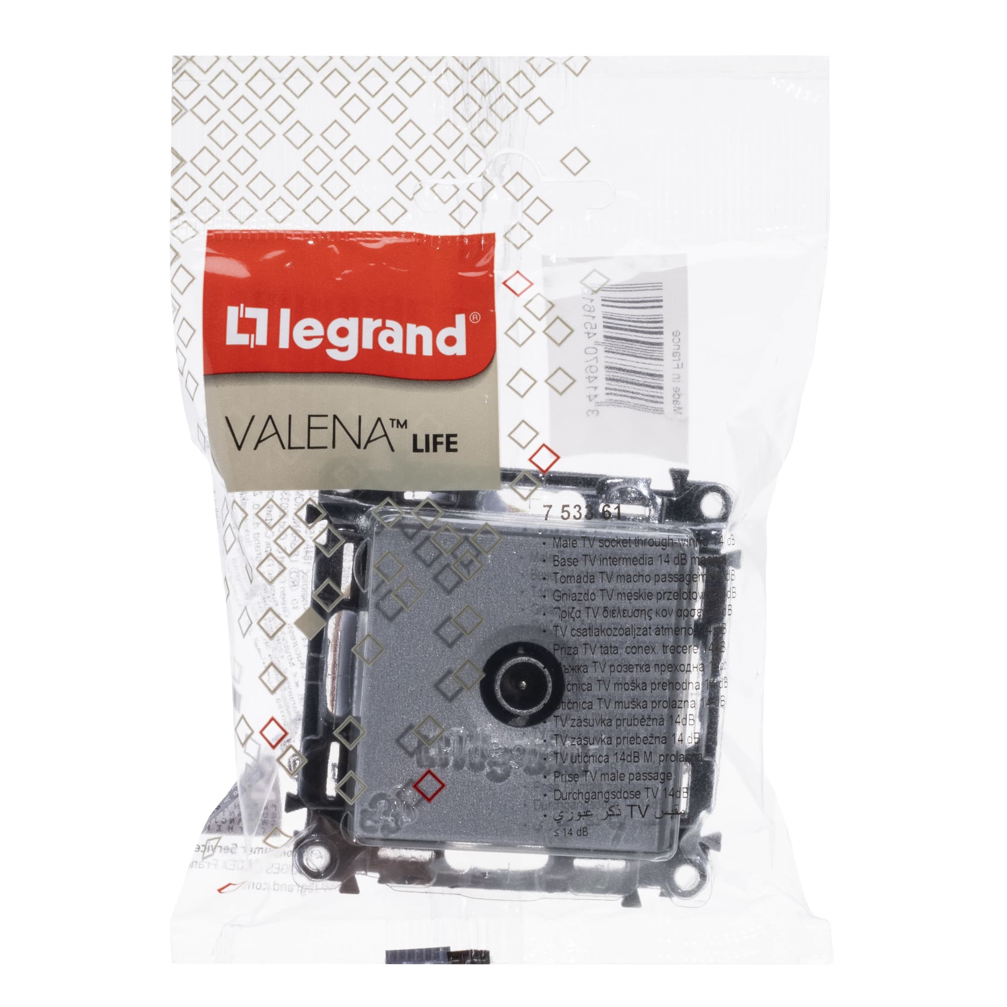 Zásuvka TV priebežná 1,5dB hliník Valena Life (Legrand) 1
