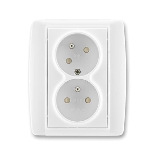 Dvojzásuvka 2P+T/16A/250V clonky (45°) (PS) IP40 biela/biela Element (ABB) 1
