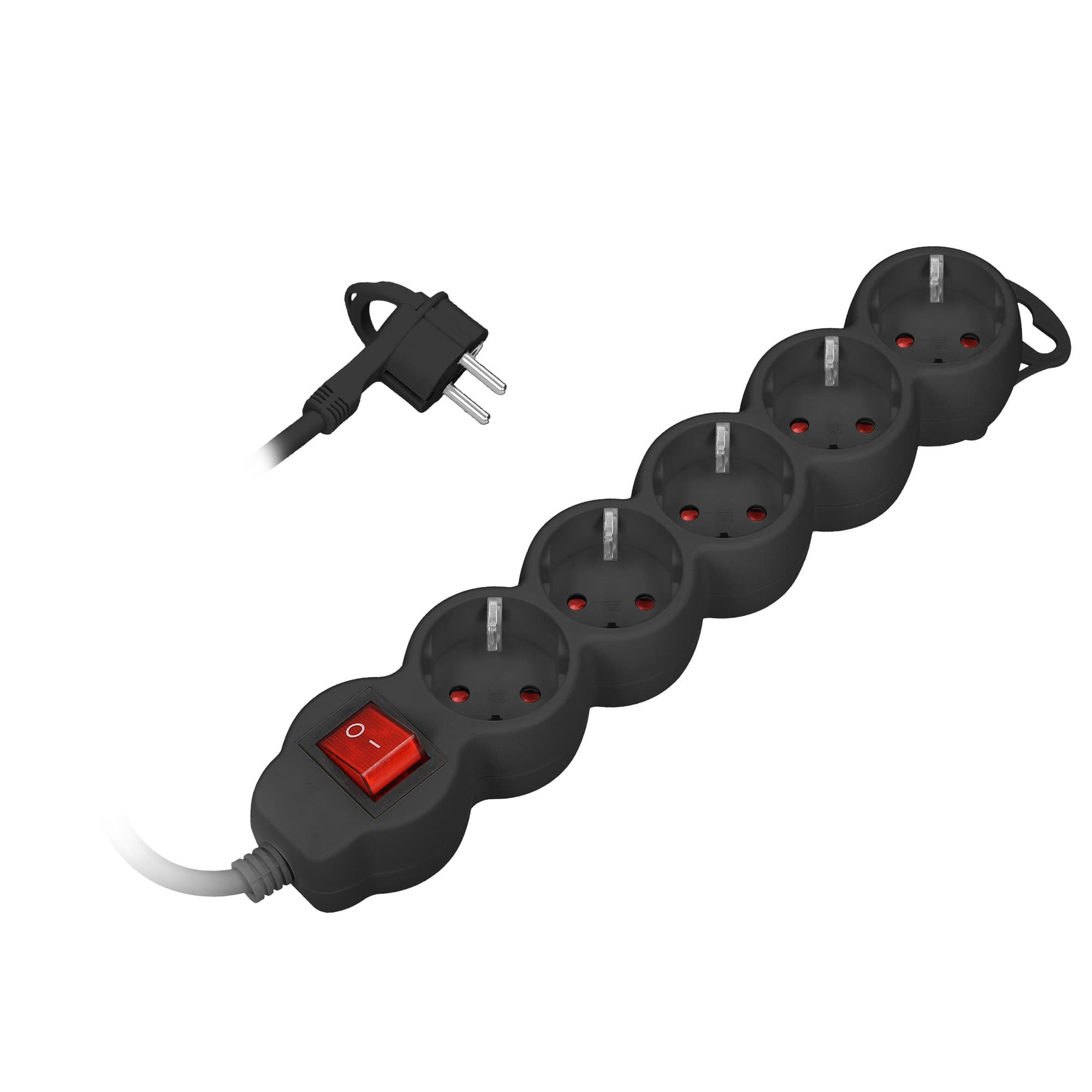 Extension sockets 5x 2P+E (Schuko), with a central switch and a cable 3m long - H05VV-F 3x 1