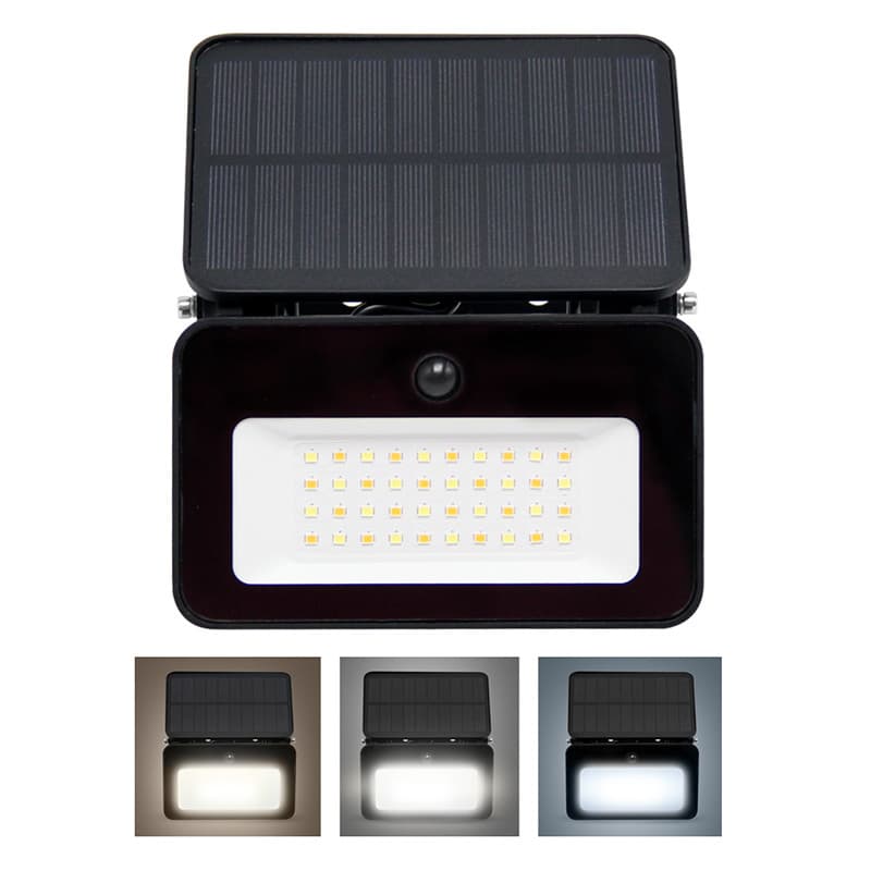Solight LED solárne svetlo so senzorom, 6W, 660lm, 3CCT, Li-Ion, čierna 1