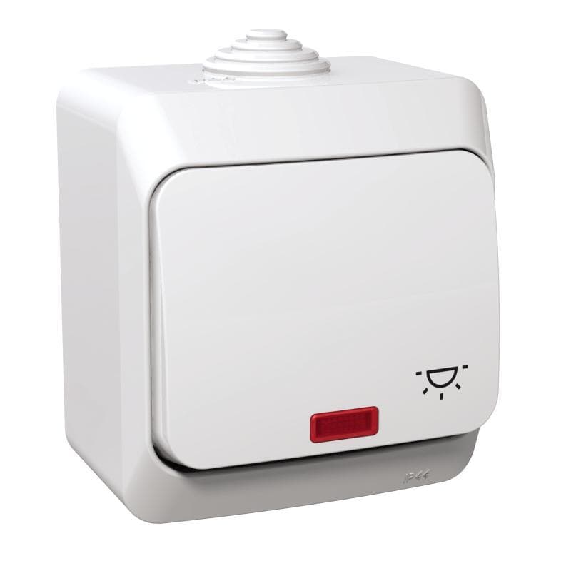 Tlacidlo (1/0So) 16A/250V pikt.sv. (SS) IP44 biela Cedar Plus (Schneider) 1
