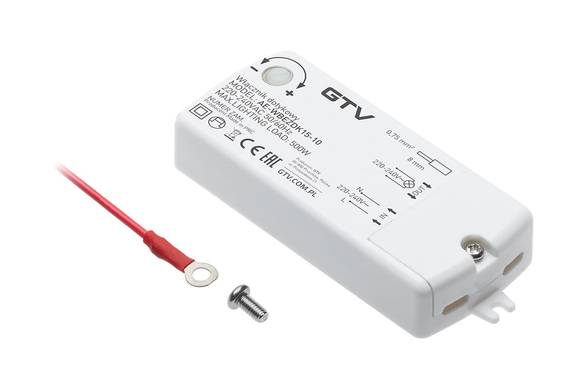Spínač bezdotykový pod skrutku, 230V, max. 500W, 2m kábel (GTV) 1