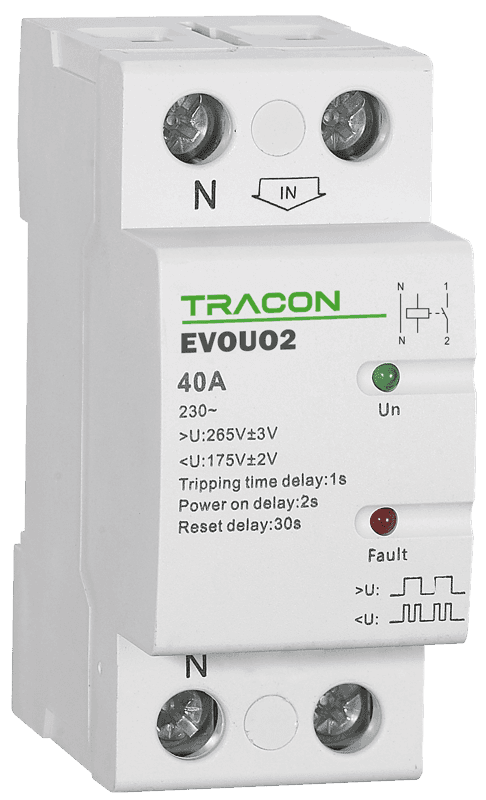 Nadpäťové/Podpäťové relé s automatickým znovuzapnutím  AC230V, 2P, 40A, (TRACON) 1
