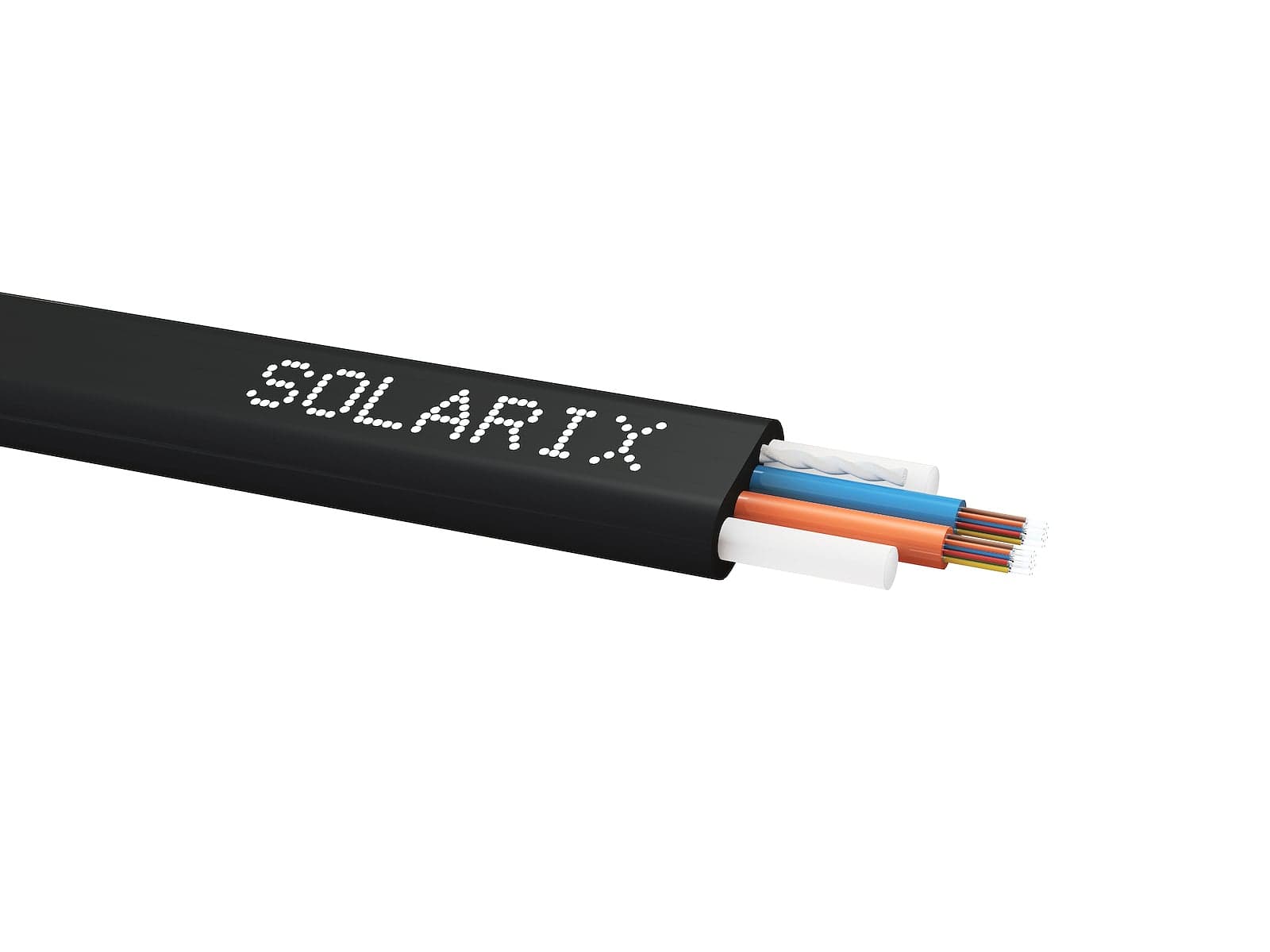Plochý DROP kabel Solarix 24vl 9/125 PE F<sub>ca</sub> černý SXKO-FLAT-DROP-24-OS-PE 1