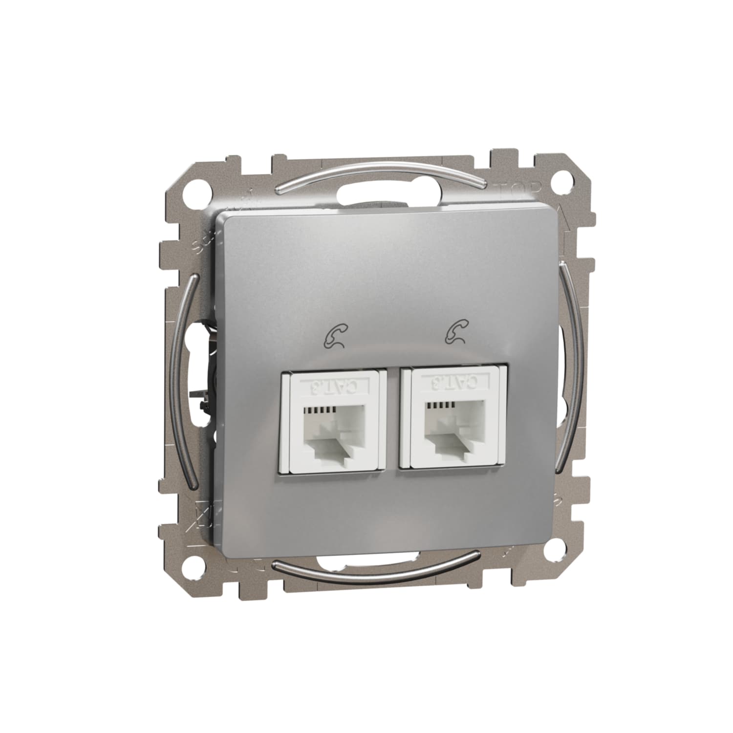 Telefónná zásuvka 2xRJ11, Aluminium, Sedna Design (Schneider) 1