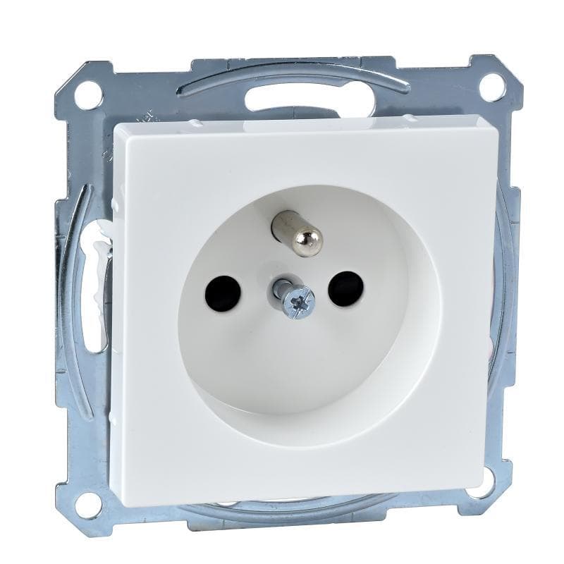 Zásuvka 2P+T/16A/250V clonky (SS) biela polárna Merten SysM (Schneider) 1