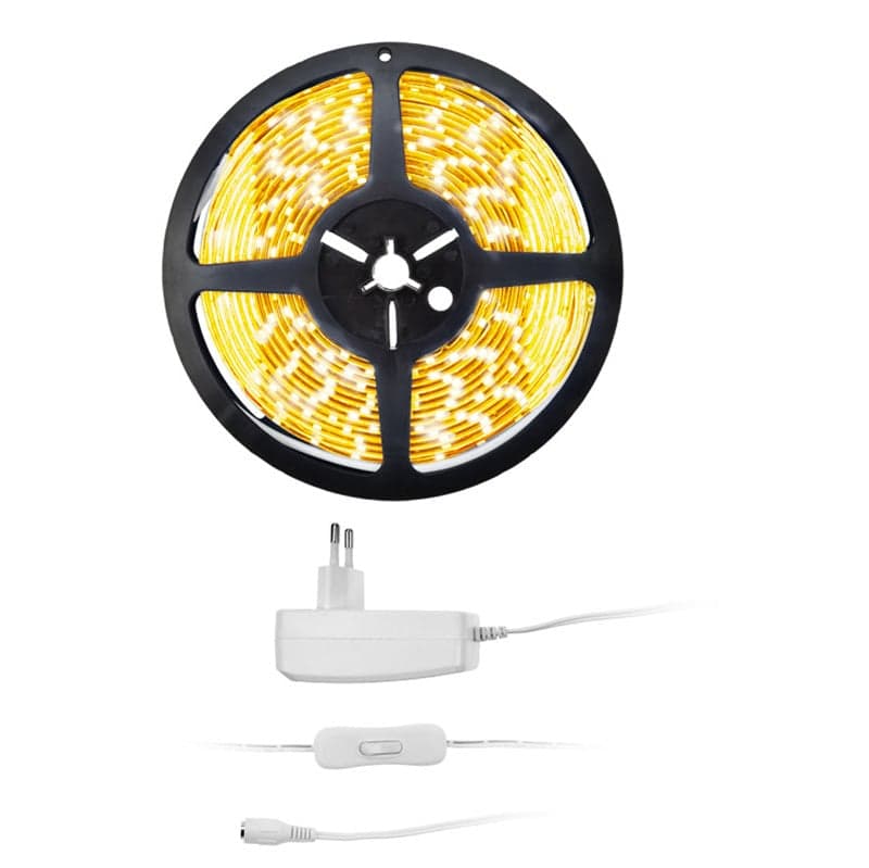 Solight LED svetelný pás s testrom, 5m, sada s 12V adaptérom, 4,8W/m, IP20, teplá biela 1