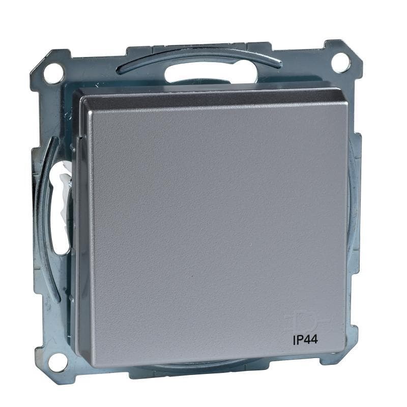 Zásuvka 2P+T/16A/250V clonky viecko (SS) IP44 hliník Merten SysM (Schneider) 1