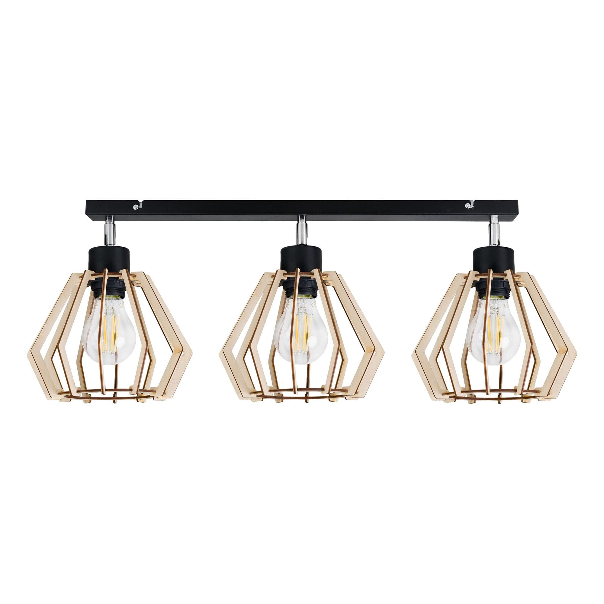 Nástenné a stropné svietidlo SOLIN AD-LD-6384BE27D, 3x60W, E27, čierna /drevo (ORNO) 1