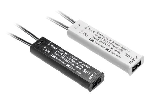Spínač bezdotykový 12VDC-24W, 24VDC-48W, PIR do 3m, stmievač, čierny (GTV) 1