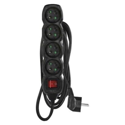 Predlžovací kábel 3 m / 4 zásuvky / s vypínačom / čierny / PVC / 1,5 mm2 1