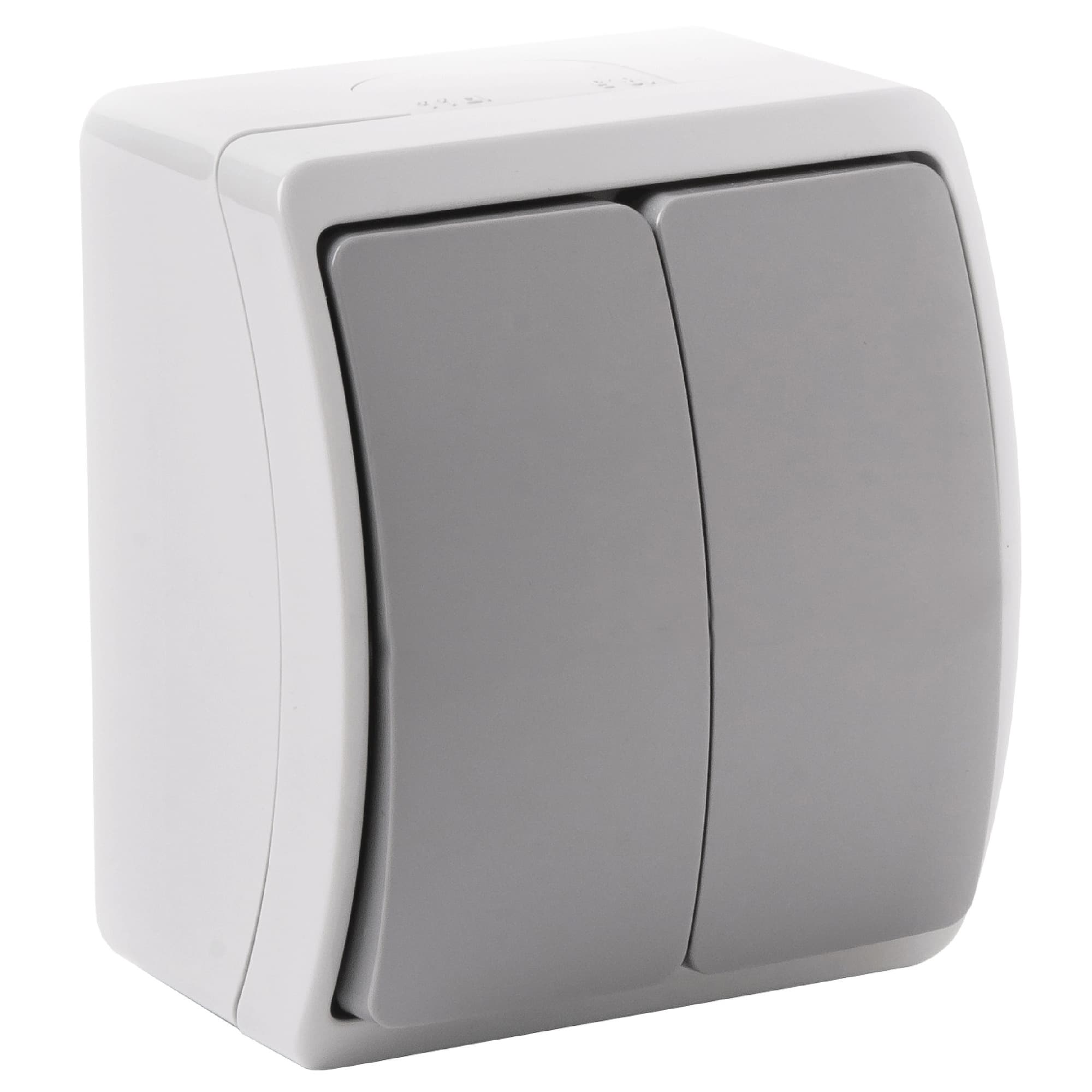 Surface-mounted two-button switch AQUATIC IP44 grey-graphite, 10 pcs. 1