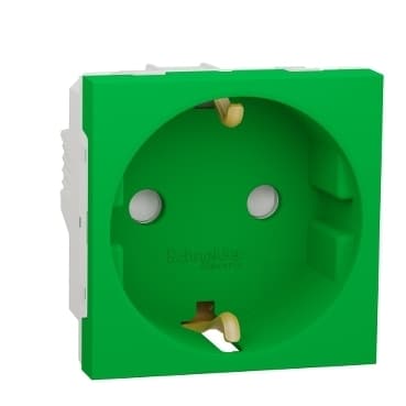 Unica - Zásuvka SCHUKO 2P+E 250V/16A, clonky, skrútková, Zelená 1