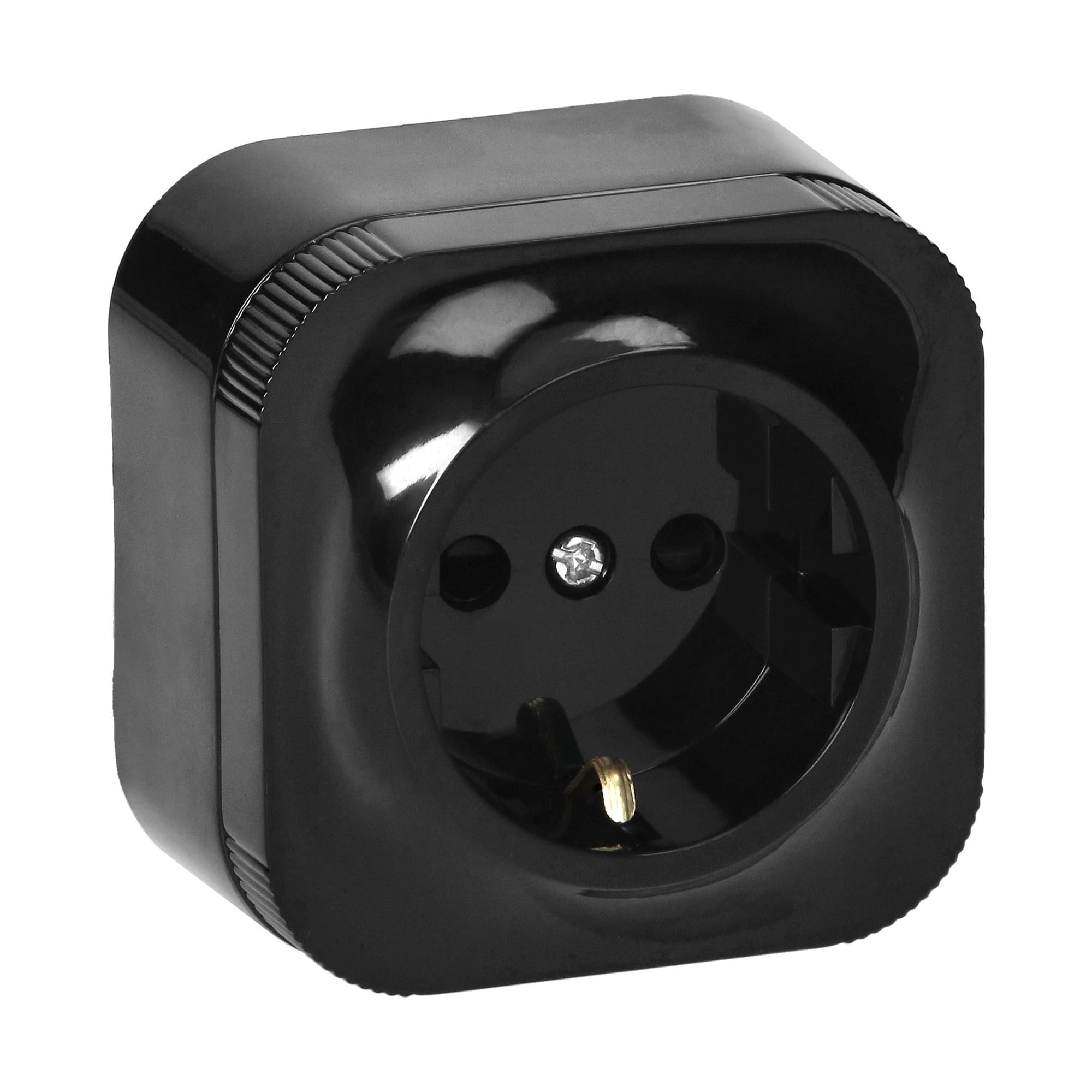 Surface-moutned single socket ToDo 2P+Z Schuko IP20, black, 10pcs 1