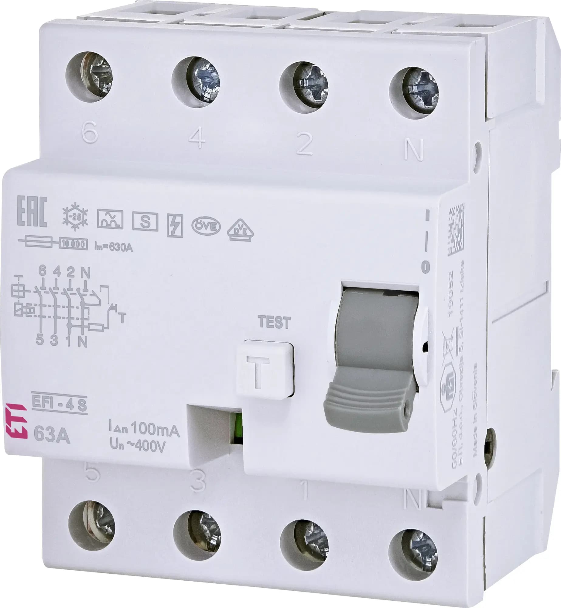 Chránič prúdový EFI-4 4p A-S 63/0,1A 10kA (ETI) 1