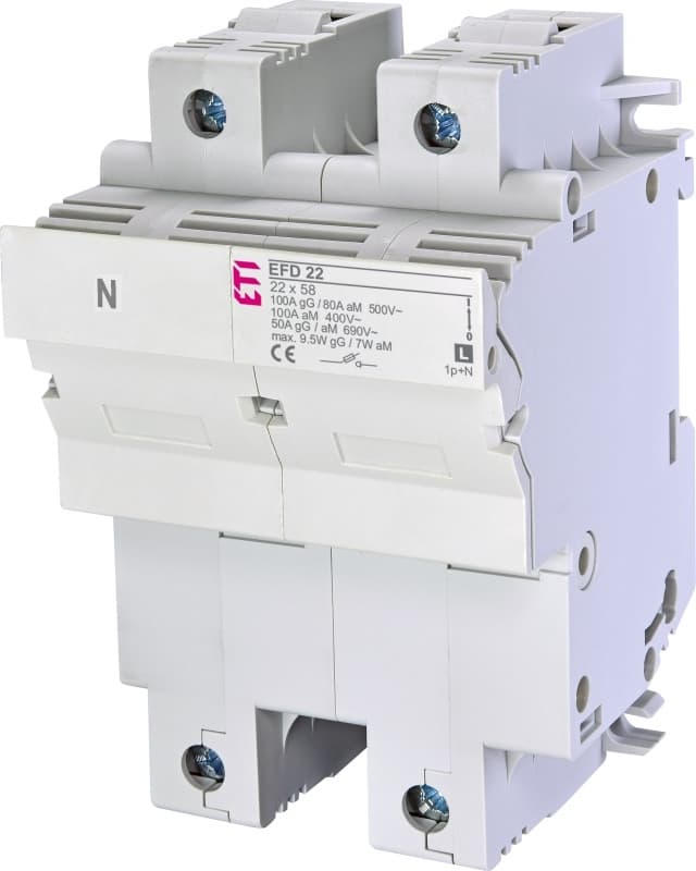 Poistkový odpojovač EFD 22 1-pólový+NL 100A 690V pre CH22 gG/aM (ETI) 1