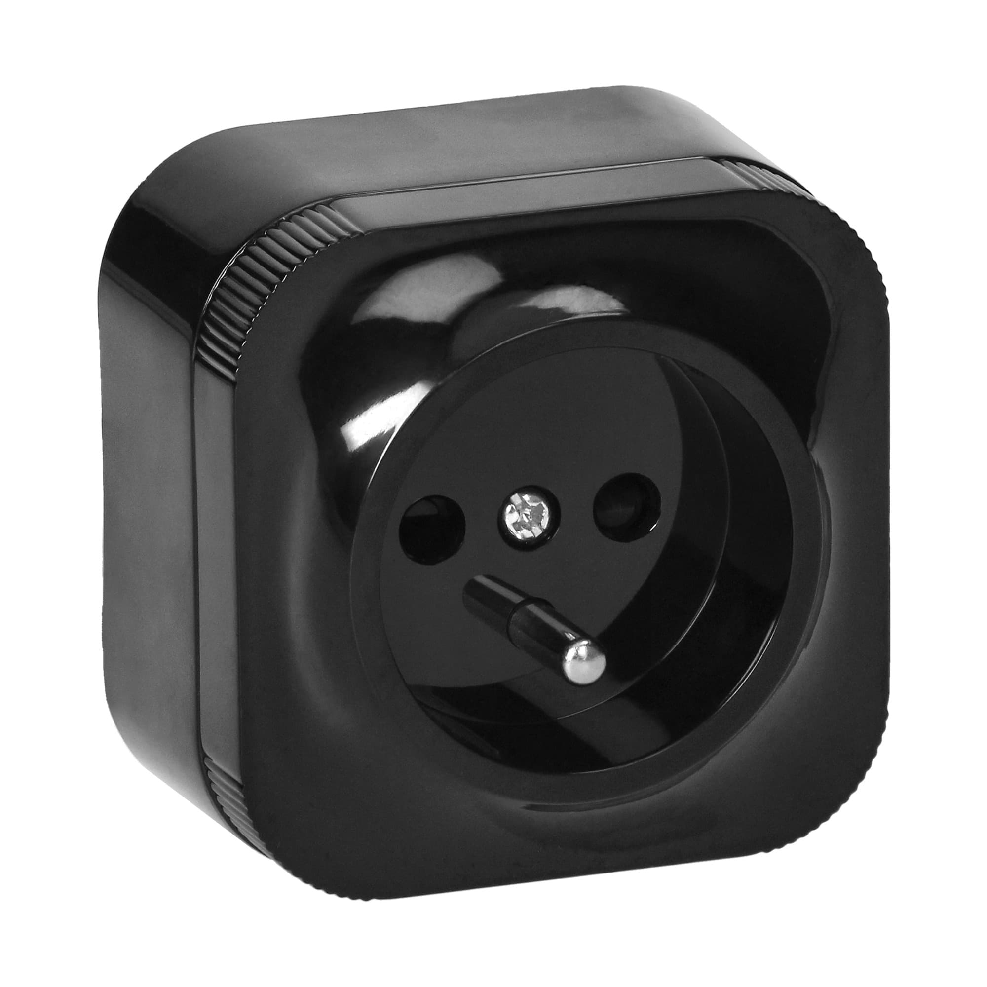 Surface-mounted single socket ToDo 2P+Z IP20, black, 10pcs 1