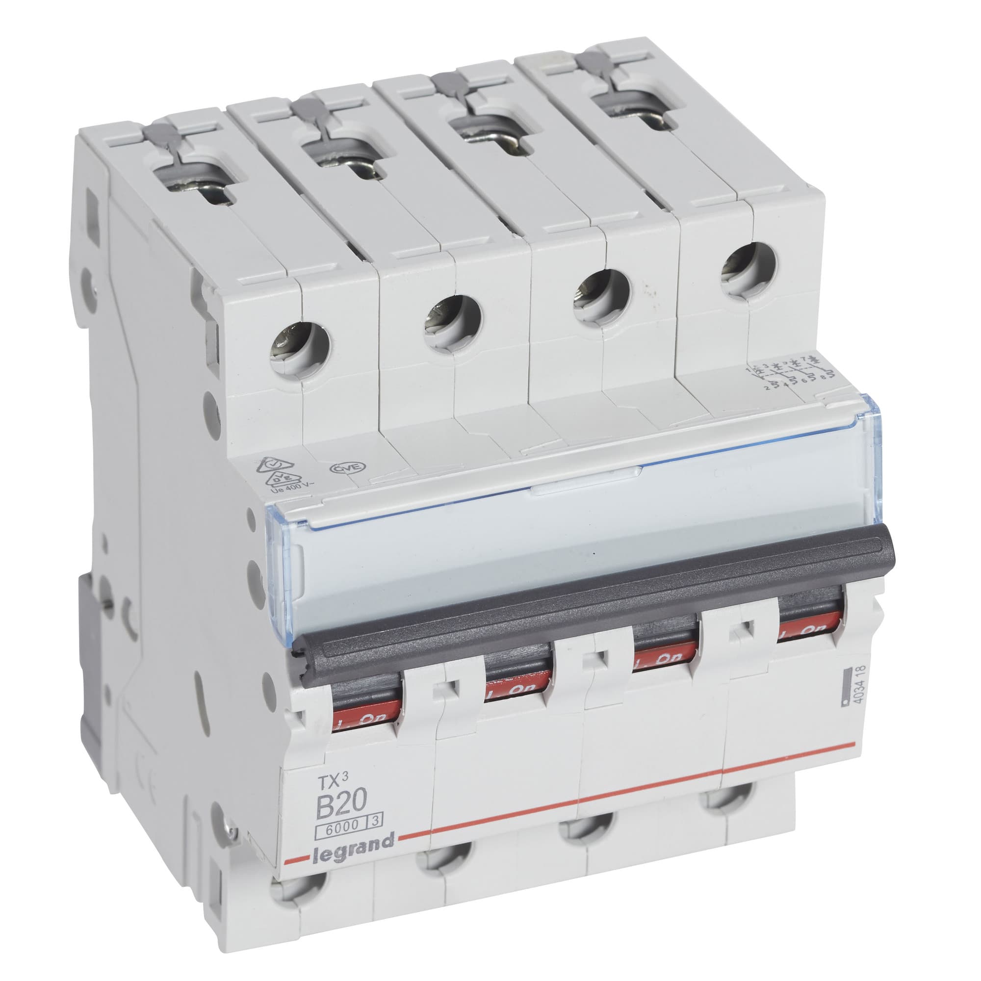 Istič 4-pólový B/20A 6kA Rada:TX3 (Legrand) 1