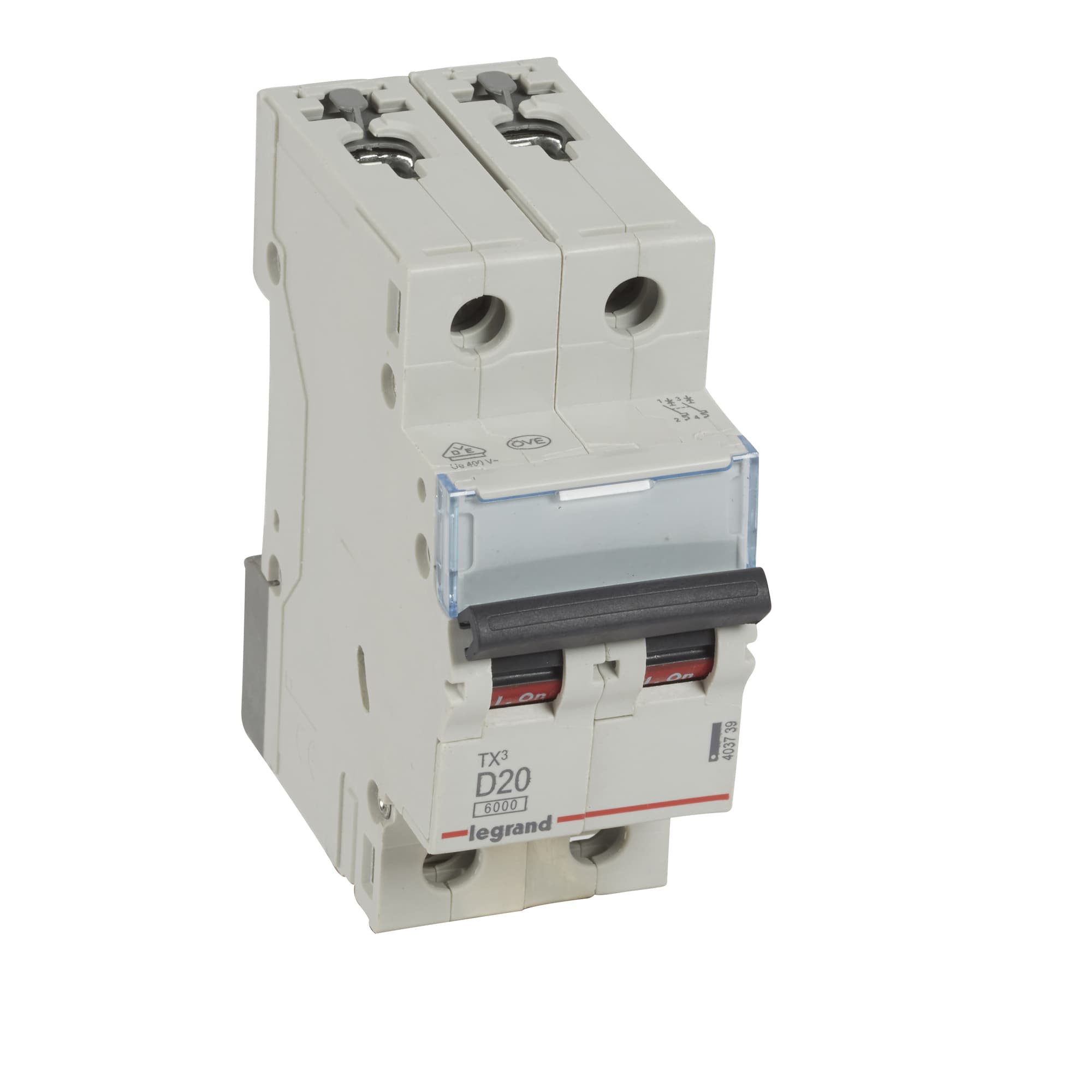 Istič 2-pólový D/20A 6kA Rada:TX3 (Legrand) 1