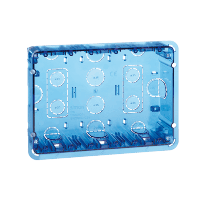 Krabica pod omietku, SIMON 500, 3×S500, 6×K45, modrá transparentný 1