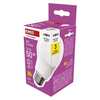LED žiarovka Classic A60 / E27 / 5,8 W (50 W) / 645 lm / Neutrálna biela 1